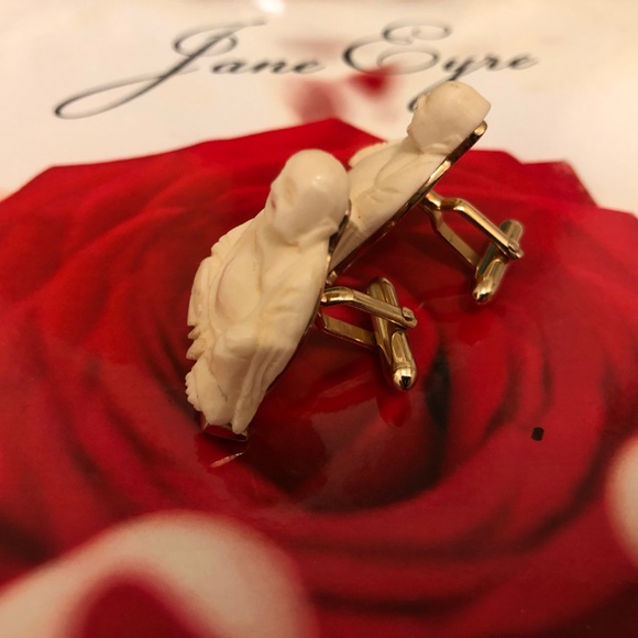 Vintage MCM Swank Buddha Carved Cufflinks - Picture 3 of 5